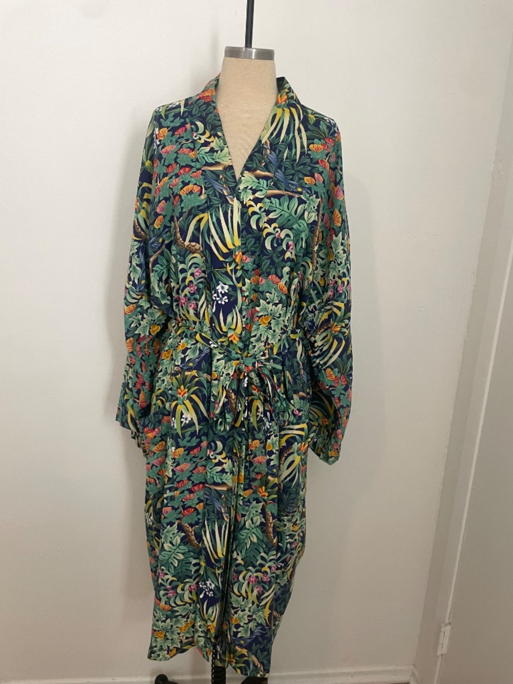 Vintage Reyn Spooner Dietrich Varez Robe Unisex L/XL, Green Floral Aloha Hawai